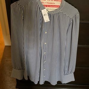 LOFT- Blue/White Striped Blouse- NWT